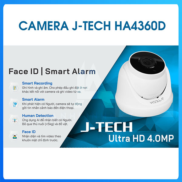 Camera IP Dome hồng ngoại 4.0 Megapixel J-TECH HA4360D